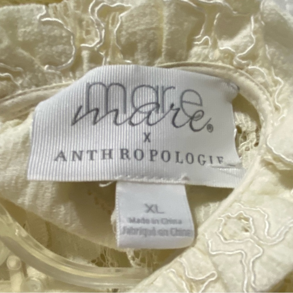 Mare Mare x Anthropologie Sheer Lace Ruffle Neck Blouse Size X Large Cream NWT - Picture 11 of 11